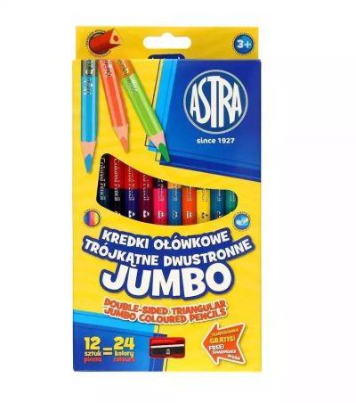 KREDKI OŁÓWKOWE DWUSTRONNE JUMBO, 12 SZTUK W 24 KO
