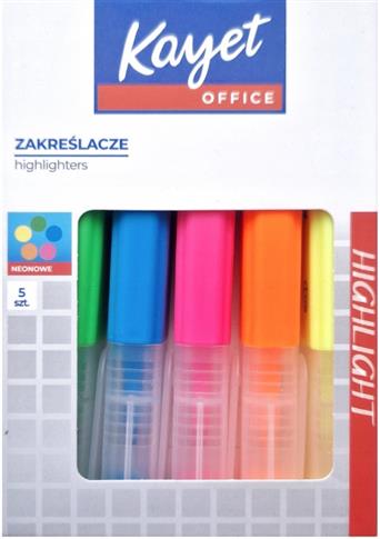NEONOWE ZAKREŚLACZE 5 SZTUK ZAKREŚLACZ KAYET