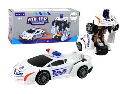 Samochód-Robot Policja Biały 2W1 Transformacja