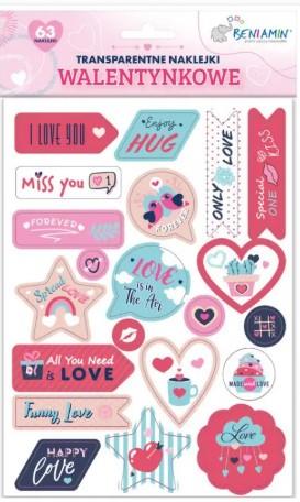TRANSPARENTNE NAKLEJKI WALENTYNKOWE WIELOKROTNEGO