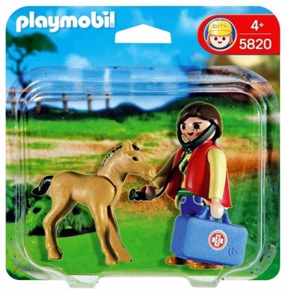 PLAYMOBIL  LUDZIKI ZESTAW PANI WETERYNARZ+ KOŃ