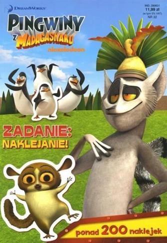 Pingwiny z Madagaskaru. Zadanie: naklejanie!
