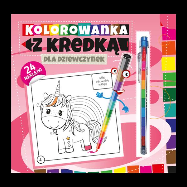 KOLOROWANKA Z KREDKĄ DLA DZIEWCZYNEK
