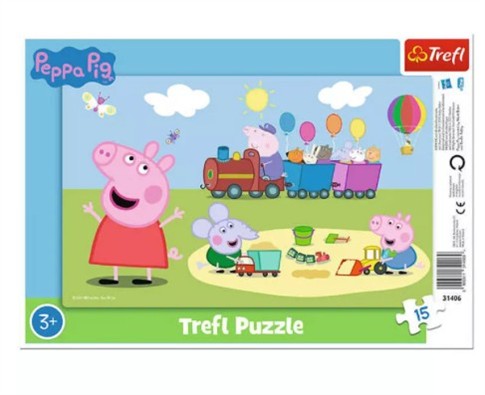 PUZZLE RAMKOWE 15 EL. WESOŁY POCIĄG PEPPA PIG