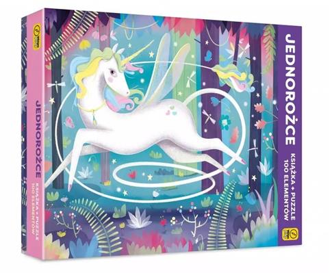 Jednorożce. Puzzle 100 elementów + książka