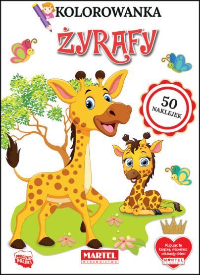 KOLOROWANKA Z NAKLEJKAMI. ŻYRAFY
