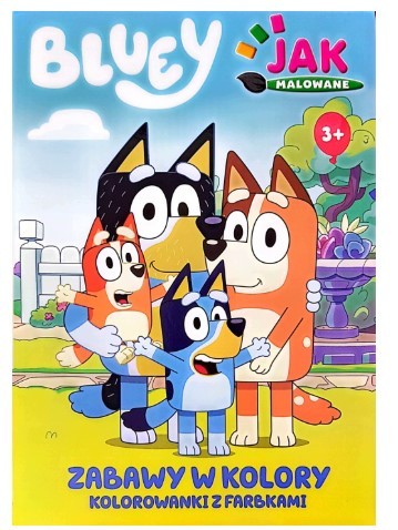 BLUEY ZABAWY W KOLORY KOLOROWANKA Z FARBKAMI