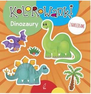 KOLOROWANKI Z NAKLEJKAMI. DINOZAURY