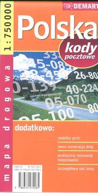 POLSKA. MAPA DROGOWA Z KODAMI POCZTOWYMI, 1:750 00