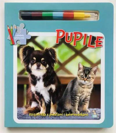 PUPILE. KSIĄŻKA Z PUZZLAMI, KOLOROWANKAMI I KREDKĄ