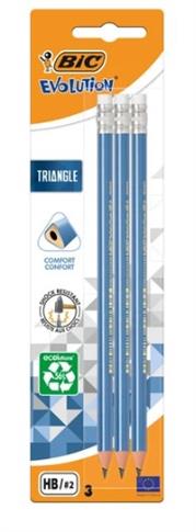 OŁÓWEK Z GUMKĄ, BIC EVOLUTION TRIANGLE, 3 SZTUKI
