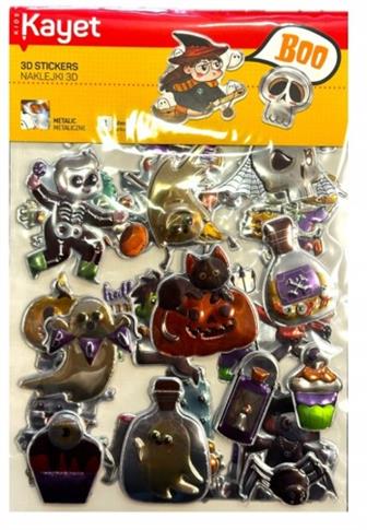 KAYET NAKLEJKI 3D METALICZNE 3 ARKUSZE HALLOWEEN