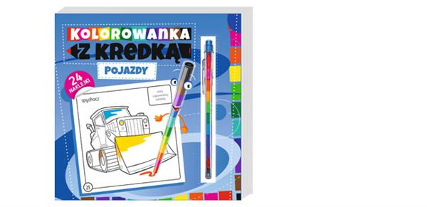 KOLOROWANKA Z KREDKĄ. POJAZDY