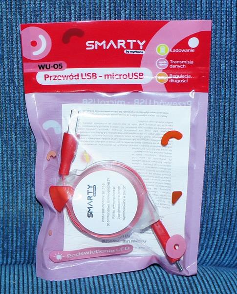SMARTY PRZEWÓD USB- MICROUSB-RÓŻOWY