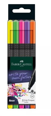 FABER-CASTELL CIENKOPISY NEONOWE GRIP 5 SZT.