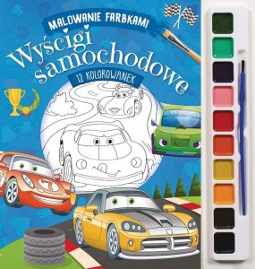 Wyścigi samochodowe. Malowanie farbkami