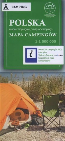 POLSKA. MAPA CAMPINGÓW W SKALI 1:1 000 000