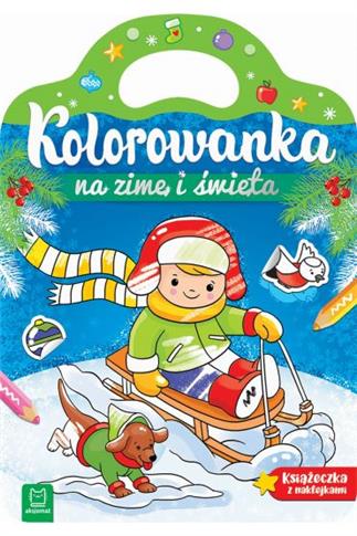 Kolorowanka na zimę i święta. Książeczka z naklejk