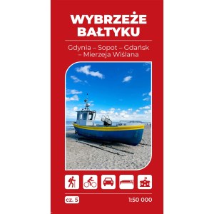 Mapa turystyczna Wybrzeże Bałtyku 5 Gdańsk Gdynia Sopot Mierzeja Wiślana 1:50 000