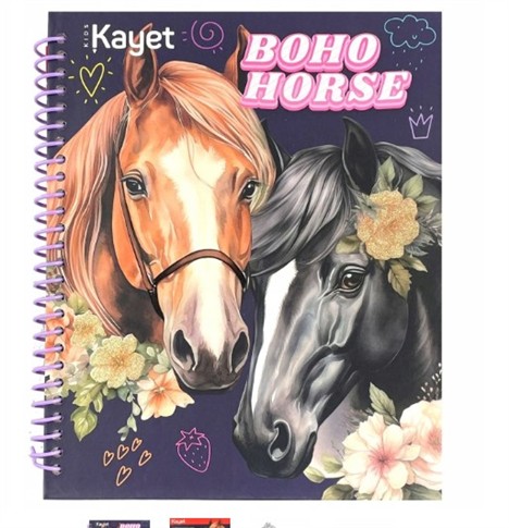 KONIE KOLOROWANKA W STYLU BOHO + DŁUGOPISY ŻELOWE