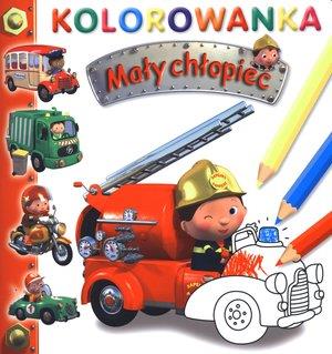 WÓZ STRAŻACKI. KOLOROWANKA. MAŁY CHŁOPIEC