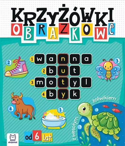 KRZYŻÓWKI OBRAZKOWE Z WESOŁYM ŻÓŁWIKIEM. OD 6 LAT