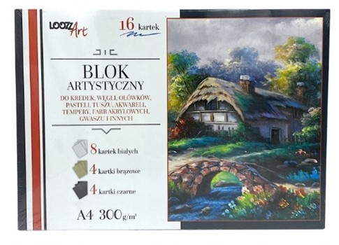LOOZZ ART BLOK ARTYSTYCZNY A4 BIAŁY 8K. BRĄZOWY 4K