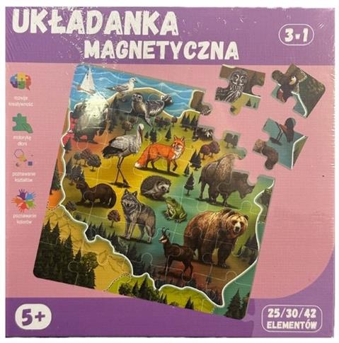 QBI UKŁADANKA MAGNETYCZNA PUZZLE 3W1 25/30/42 EL.