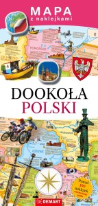 Mapa z naklejkami. Dookoła Polski