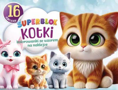 SUPERBLOK KOTKI. KOLOROWANKI ZE WZOREM NA NAKLEJCE