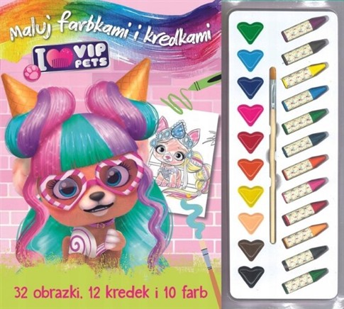 KOLOROWANKA I LOVE VIP PETS Z KREDKAMI I FARBAMI -