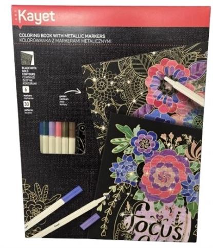 KAYET ART Kolorowanki artystyczne 30 szt. + marker