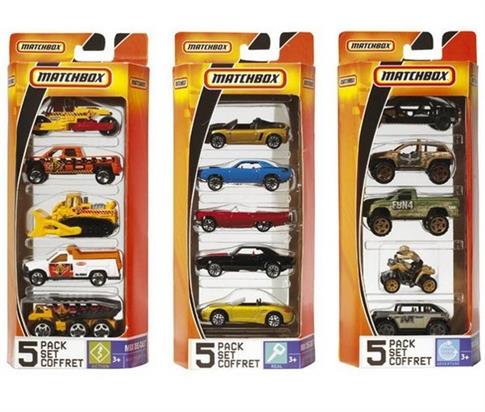 Matchbox.Zestaw pięciu samochodzików, mix wzorów