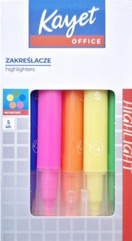 KAYET ZAKREŚLACZE NEONOWE 3,5MM 5 SZTUK