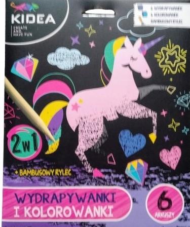 Kidea wydrapywanka kolorowanka 2w1 6 arkuszy