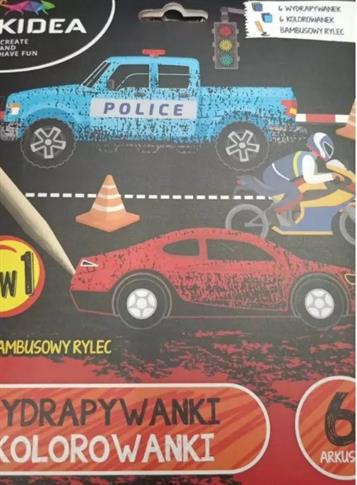 AUTA. WYDRAPYWANKA I KOLOROWANKA 2W1 KIDEA