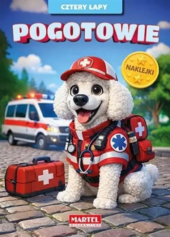 POGOTOWIE. CZTERY ŁAPY. KOLOROWANKA Z NAKLEJKAMI