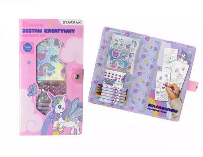 ZESTAW KREATYWNY DO KOLOROWANIA NAKLEJKI, KREDKI,