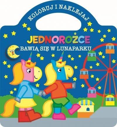 Koloruj i naklejaj. Jednorożce bawią się