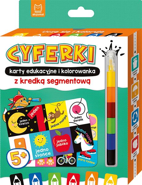 CYFERKI. KARTY EDUKACYJNE I KOLOROWANKA Z KREDKĄ S