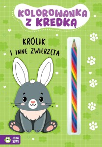 Królik i inne zwierzęta. Kolorowanka z kredką