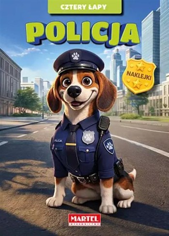 POLICJA. CZTERY ŁAPY. KOLOROWANKA Z NAKLEJKAMI