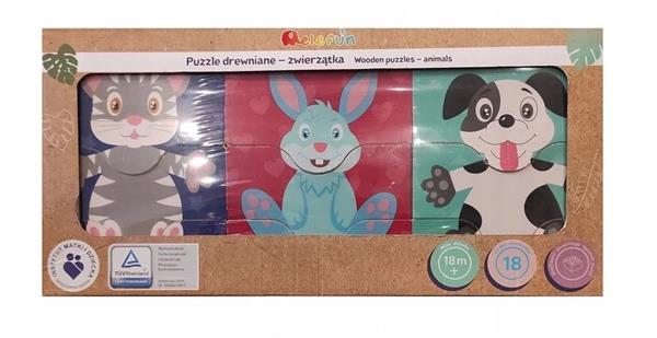 PUZZLE DREWNIANE ELEFUN ZWIERZĄTKA KOTEK PIESEK