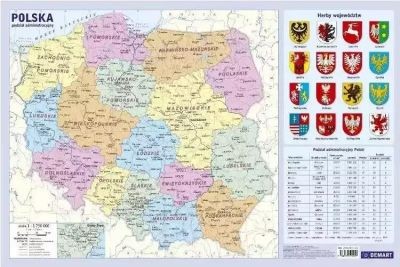 PODKŁADKA NA BIURKO. POLSKA PODZIAŁ ADMINISTRACYJN