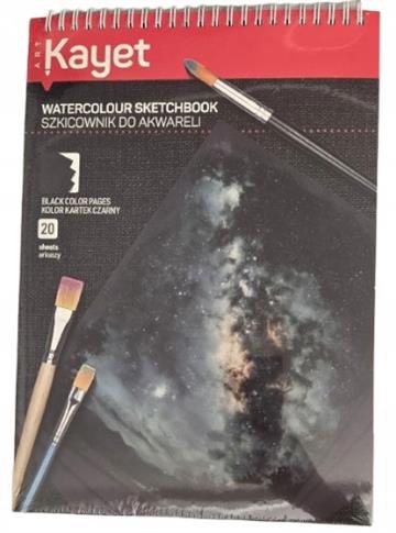 KAYET ART SZKICOWNIK DO AKWARELI CZARNE KARTKI A4