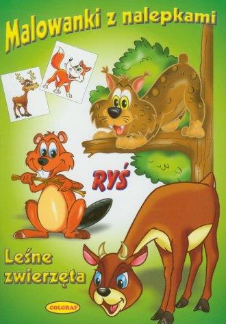 Leśne zwierzęta. Ryś. Malowanki z nalepkami