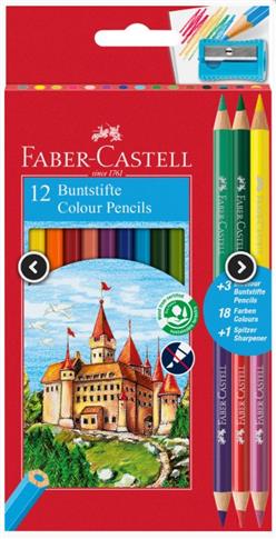 FABER-CASTELL KREDKI OŁÓWKOWE + 3 KREDKI DWUSTRONN