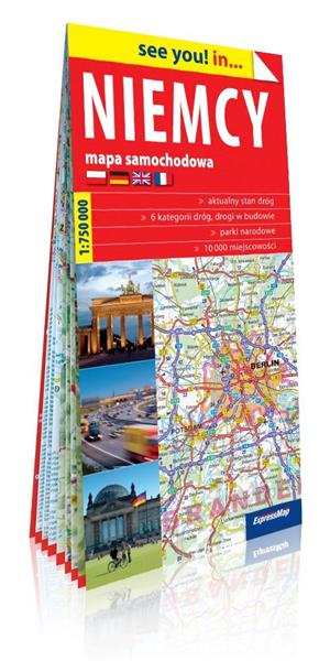 NIEMCY; PAPIEROWA MAPA SAMOCHODOWA 1:750 000