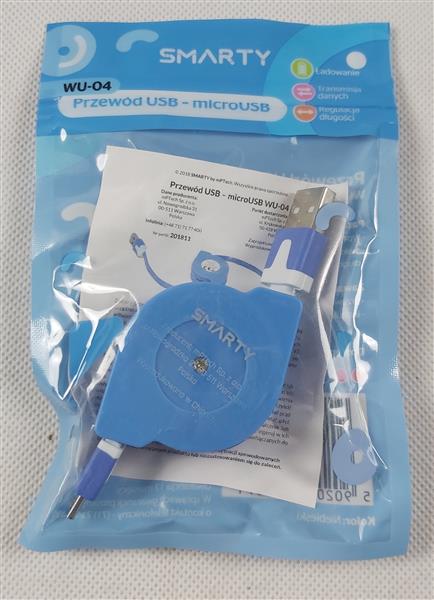 SMARTY PRZEWÓD USB- MICROUSB-NIEBIESKI