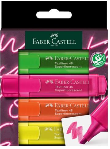 FABER-CASTELL ZAKREŚLACZ SUPER NEON 4 SZT.